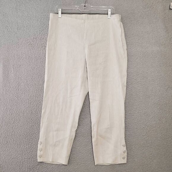 J. Jill Pants - J Jill Love Linen Women's Side Zip Stone Buttons Ankel Cropped Pants M